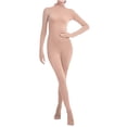 thumbnail image 4 of Women's Full Body Zentai Turtleneck Jumpsuit with Attached Unitard Long Sleeve One-Piece Bodysuit for Dance Cosplay Halloween & Stage Performance (Khaki D), 4 of 7