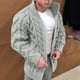 thumbnail image 4 of Gibobby Sueter hombre manga larga Suéter de punto con cuello de chal para hombre, con botones, de punto trenzado, ajuste holgado, con frente abierto, para invierno(Gris,G), 4 of 5