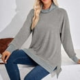 thumbnail image 6 of qolati Women's Casual Shirts Fashion Contrast Neck Long Sleeve Split Blouse Lightweight Oversized Pullovers Tee Tops 2023 Fall Clothes, 6 of 6