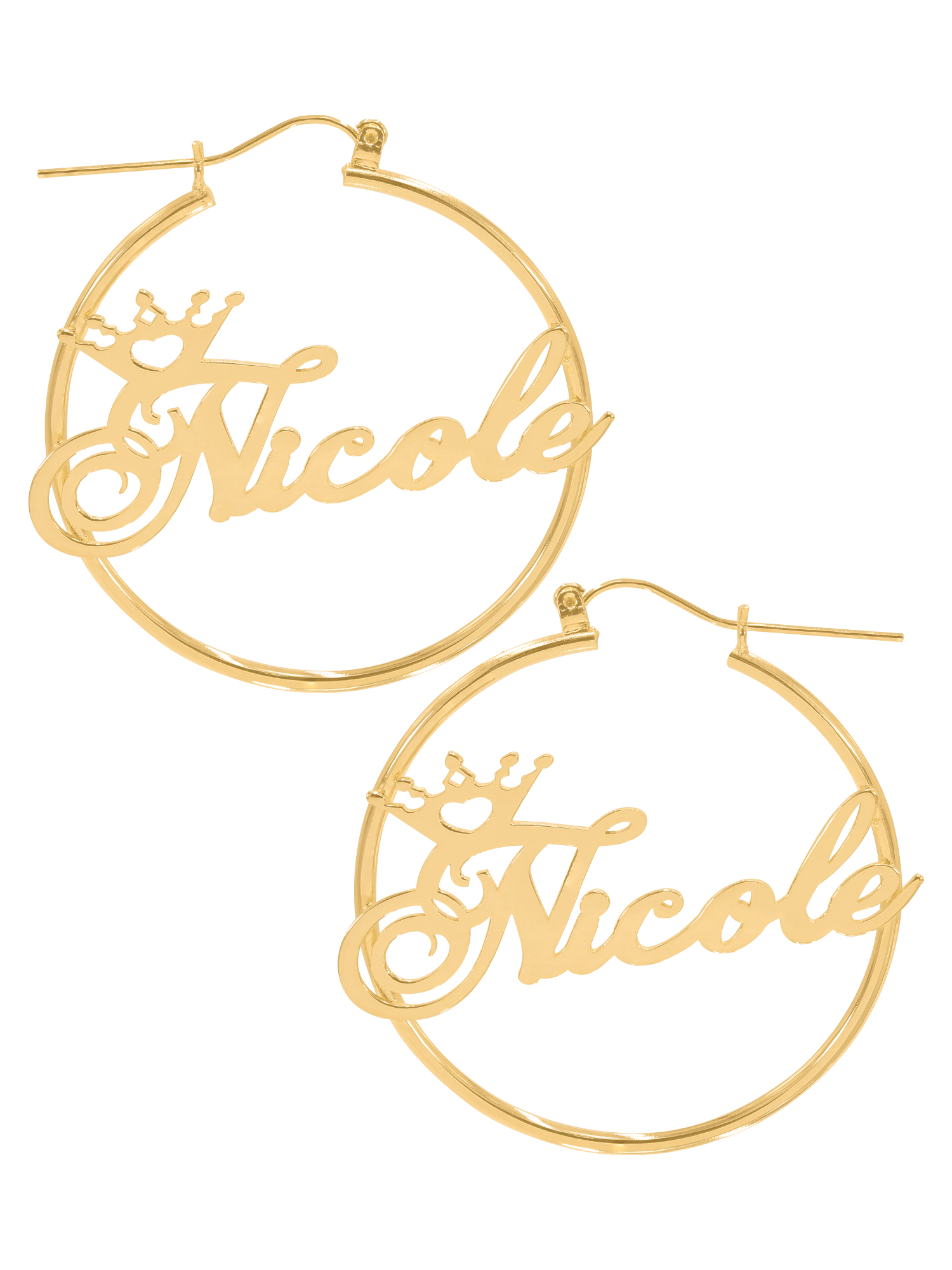 Personalized Hoop Crown Name Earrings