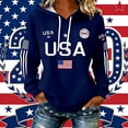 thumbnail image 2 of Women's Patriotic Graphic Hoodies Sweatshirts 4th of July 250th Anniversary Anniversary Themed Pullover Hoodie Soft Fleece Casual Sweatshirt With Front Pocket For Year Round Comfort Blue L, 2 of 5