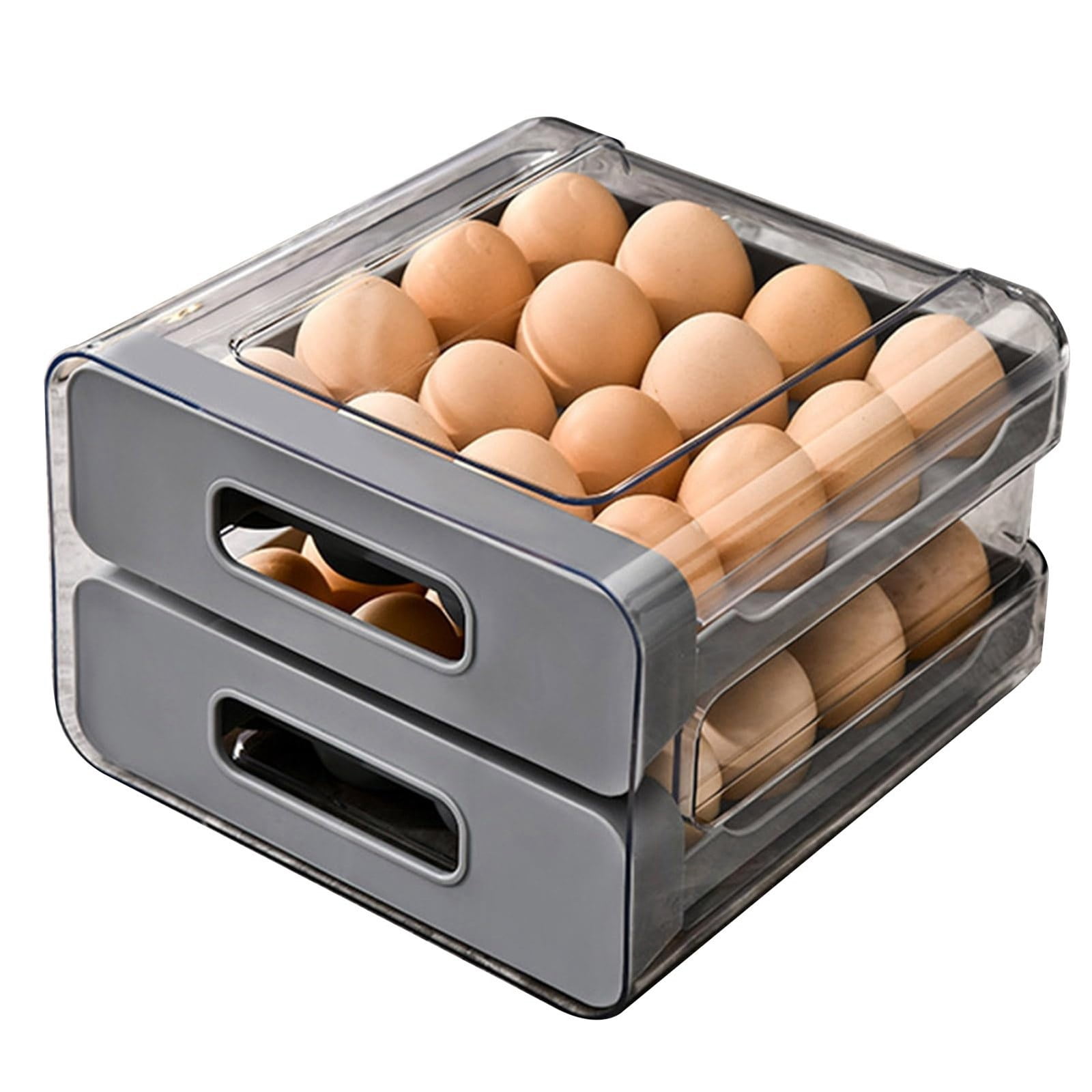 Egg Organizer Case Refrigerator Rack Storage Box Container With Lid Large Capacity Layer Transparent Design Stackable Tray High-quality