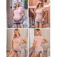thumbnail image 4 of Ekouaer Womens Maternity Shirts 3 Packs Side Ruched Pregnancy Tee Top Tunic Blouse Casual Mama Clothes S-XXL, 4 of 5