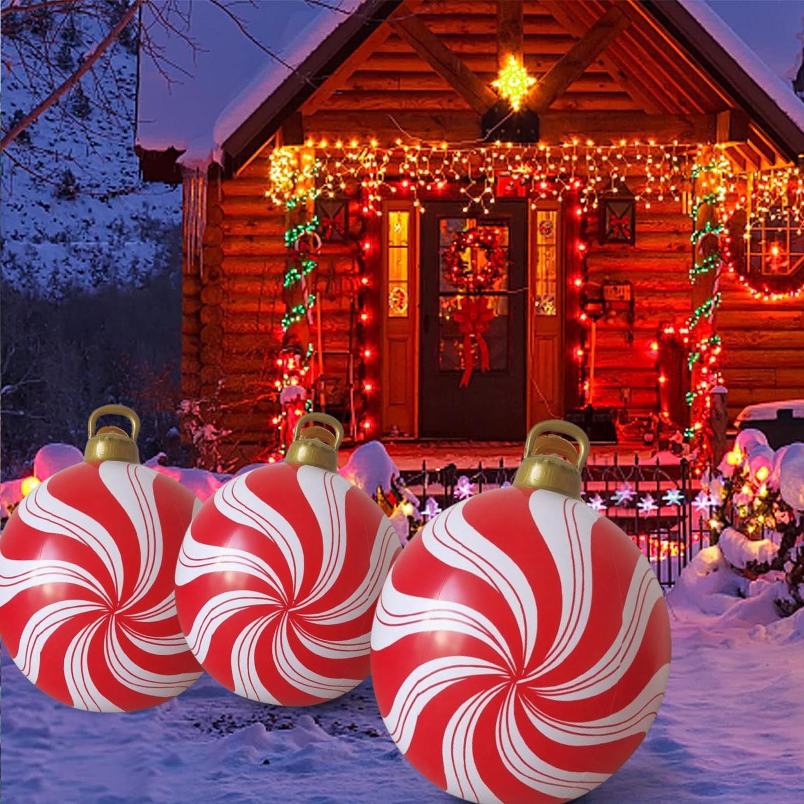 6-Pack 24 Inch Inflatable Christmas Balls – Oversized PVC Ornaments For Yard, Lawn & Porch Decor