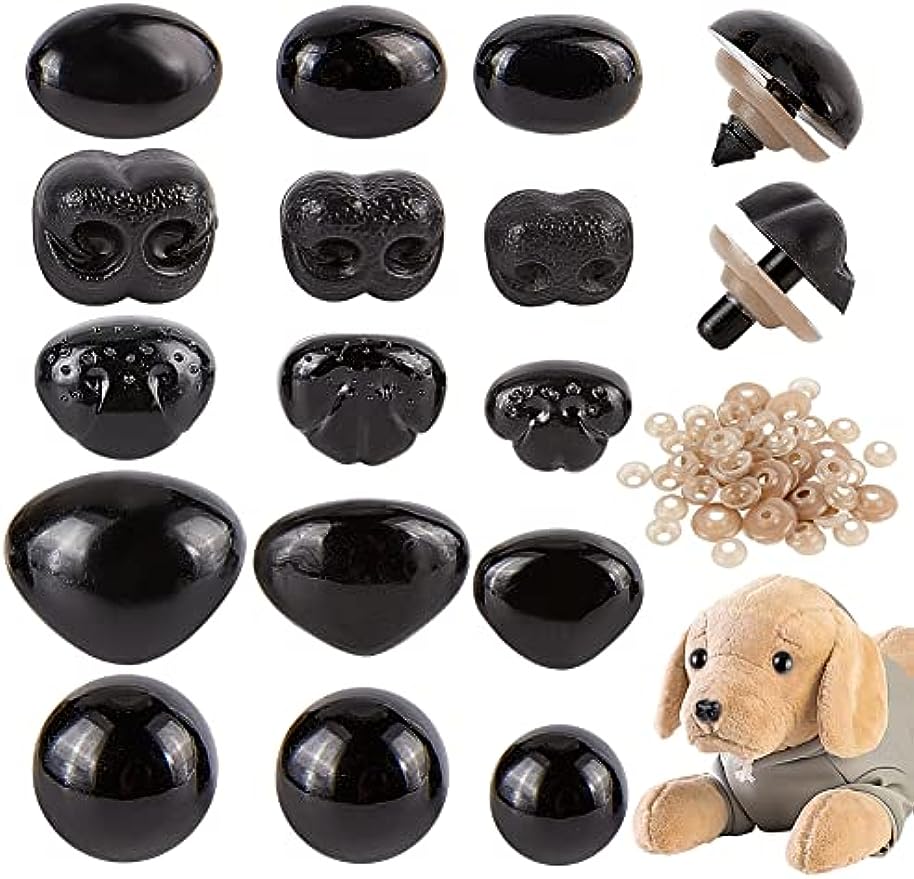 150 Sets Black Safety Eyes and Noses 15 Styles Plastic Crochet Eyes and