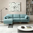 thumbnail image 4 of Triple Tree Polyester L shaped Sectional Sofa with Cushion, Turquoise, 4 of 9