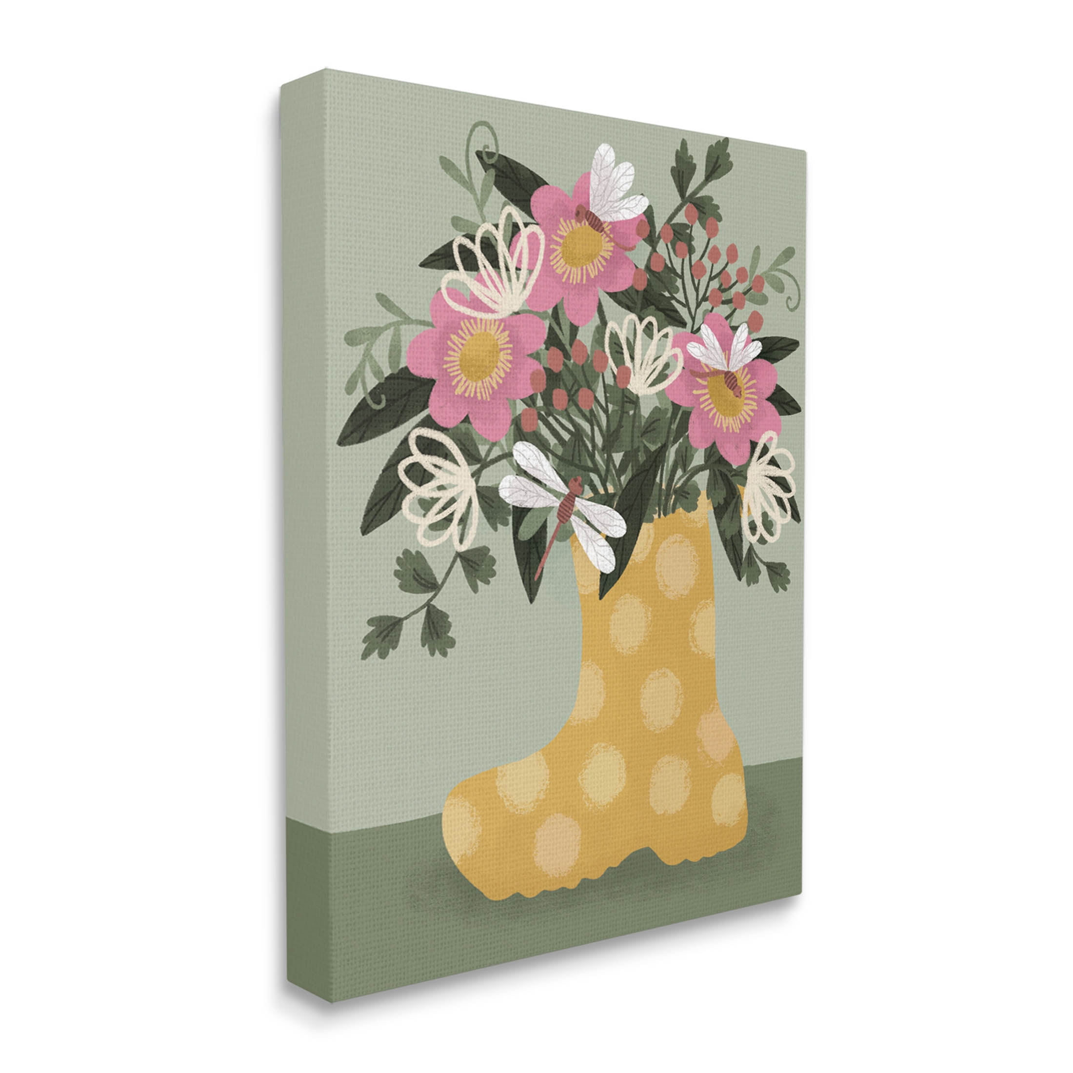 Casual Dragonfly Garden Bouquet Botanical & Floral Graphic Art Gallery Wrapped Canvas Print Wall Art