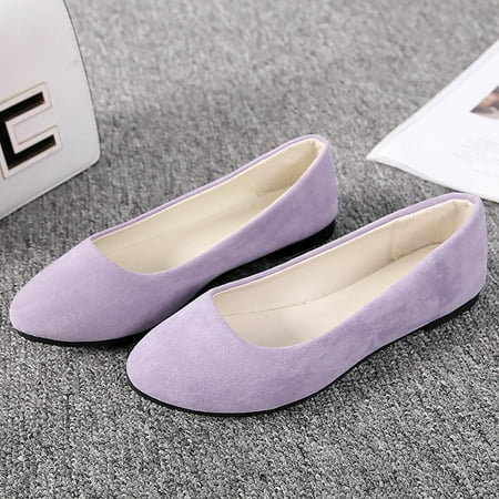 

Feiboyy Women Girls Solid Big Size Slip On Flat Shallow Comfort Casual Single Shoes