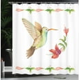 thumbnail image 4 of Ambesonne Nature Shower Curtain, Hummingbird Art, 69"Wx75"L, Red and Green, 4 of 5