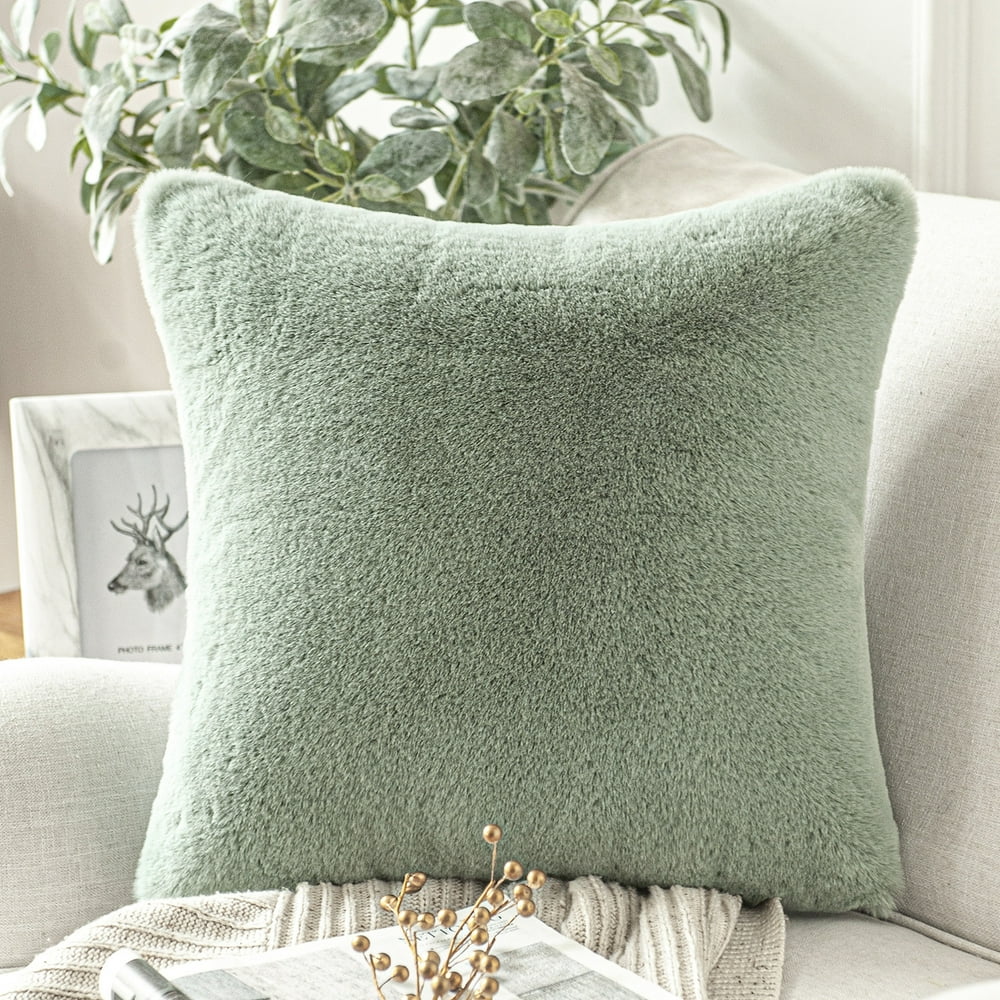 Phantoscope Deluxe Soft Faux Rabbit Fur Series Decorative Throw Pillow