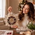 thumbnail image 6 of Christmas Pearl Diamond Painting Suncatcher Kit, DIY Craft, Acrylic Snowflake Shape Board with Lace Edge, 3D Mixed-Sized Pearl Beads Craft, 6 of 7