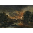 thumbnail image 2 of Aert van der Neer 24x18 Black Ornate Framed Double Matted Museum Art Print Titled: A Moonlit Landscape with a Burning Village, 2 of 5