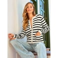 thumbnail image 4 of Women'S Lightweights Button Down Long Sleeve Casual Crew Neck Soft Knit Cardigan Sweater Tops Black Apricot S, 4 of 9