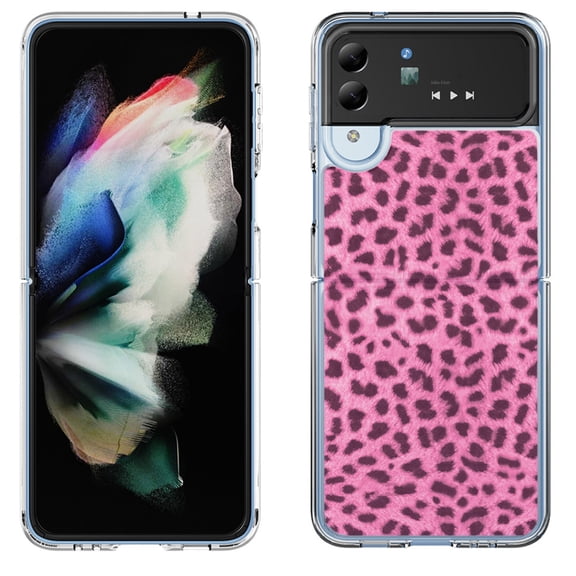 Shockproof Bumper Phone Case for Samsung Galaxy Z Flip 4 5G, by OneToughShield ® - Cheetah Pink