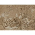 thumbnail image 2 of Jean-Baptiste Oudry 18x14 Gold Ornate Wood Frame and Double Matted Museum Art Print Titled - Wild Sow and Her Young Attacked by Dogs (1748), 2 of 4