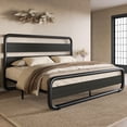thumbnail image 3 of Full Size Bed Frame Metal Wood Headboard Footboard, Oval Heavy Duty Platform 10" Underbed Storage Space, Noise Free Support No Need Box Spring, Black, 3 of 6