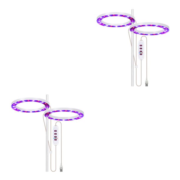 Injueey Invernadero USB IP20 Control de línea a prueba de agua LED Luz de crecimiento Flor de interior Suculenta Temporizador Planta Lámpara 2 cabezas rojo azul 2piezas