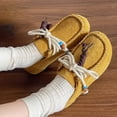 thumbnail image 5 of Miluxas Women's Suede Beaded Moccasins Loafers Comfortable Round Toe Slip On Lace Up Flats for Casual Daily Work Walking Shoes B-Yellow 7.5(40), 5 of 8