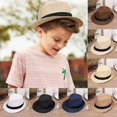 thumbnail image 3 of Landzoo Kids Straw Fedora Hat, Classic Summer Sun Hat for Boys and Girls, Lightweight Breathable Beach Hat, 3 of 3