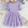 thumbnail image 6 of Povozer Toddler Tutu Dresses Tulle Short Sleeve Ruffle Holiday Party Dress(Purple,3-4Y), 6 of 6