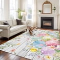 thumbnail image 3 of Easter Eggs Area Rug 5x7 Washable Rug Non Slip Spring Daisy Eucalyptus Leaves Gray Wooden Large Area Rug Soft Stainresistant Indoor Floor Carpet for Living Room Bedroom Home Office Dining Room, 3 of 8