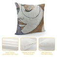 thumbnail image 4 of YINGXI  Minimal Throw Pillow Cushion Case, Modern Line Art Woman Portrait with Contemporary Leafy Geometric Details, Modern Accent Double-Sided Digital Printing,Tan Amber Lavender 24x24in, 4 of 5