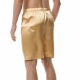 thumbnail image 3 of SWSMCLT Men's Satin Pajama Shorts Sleepwear Knee Length Silk Sleeping Shorts Soft Summer Lightweight Elastic Waist Cool Yellow 30, 3 of 4