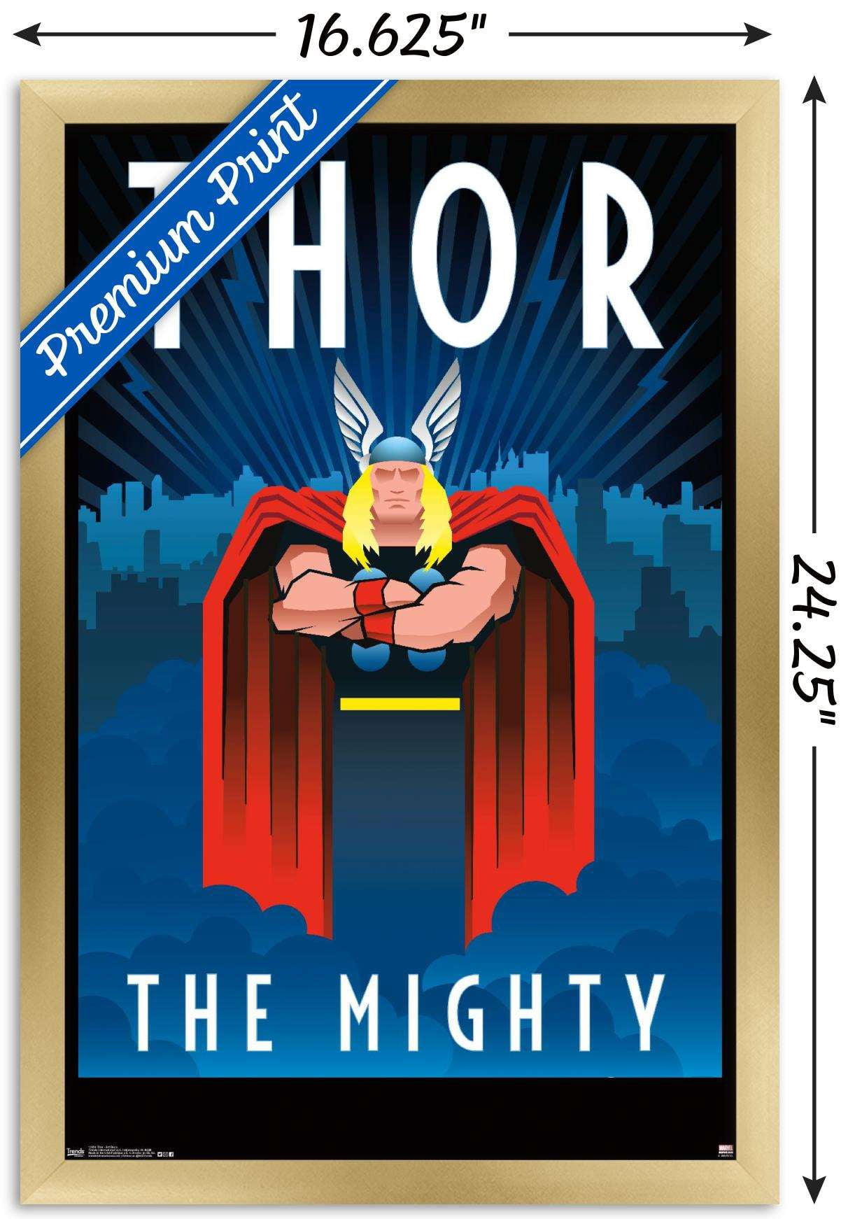 Marvel Comics - Thor - Art Deco Wall Poster, 14.725" x 22.375", Framed