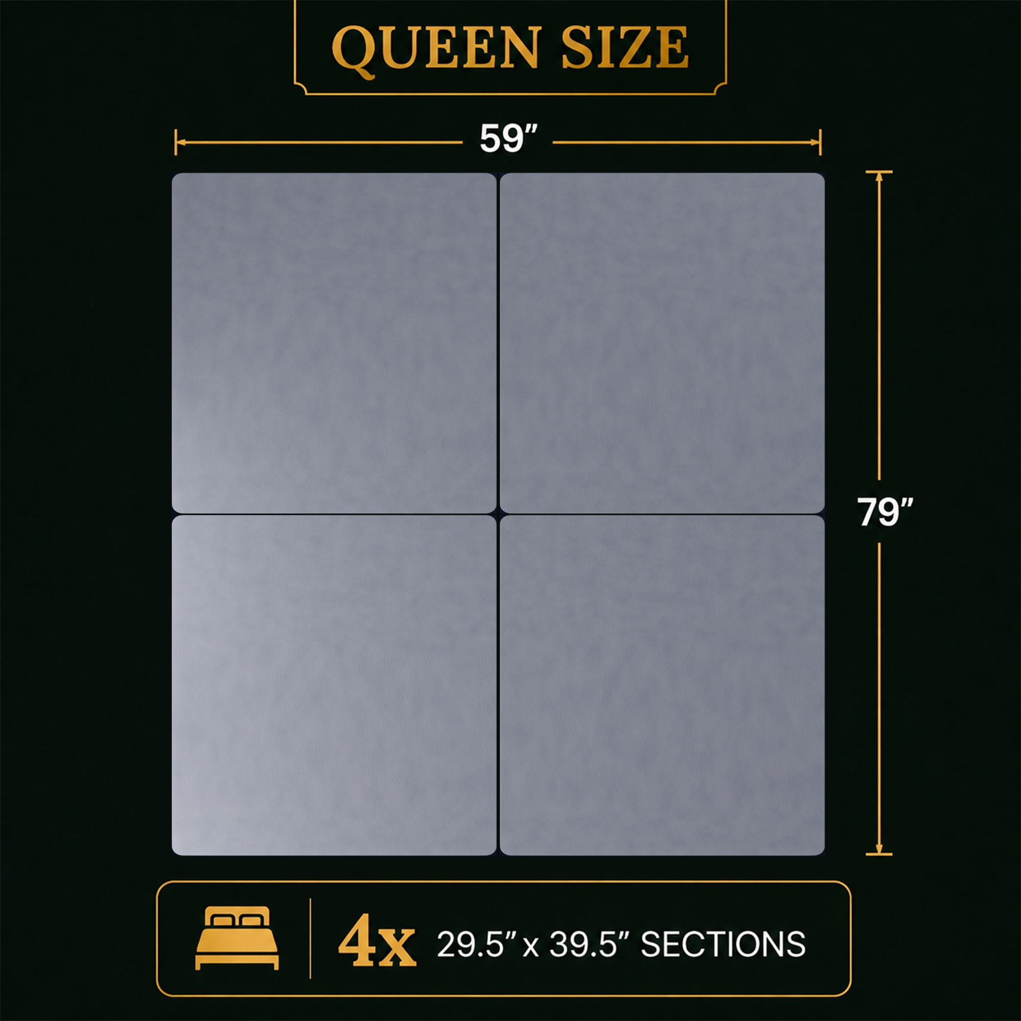 Continental Sleep, Premium 38mm Solid Surface Wood Bunkie Board Queen Size Bed Frames, 4-Piece Under Mattress Support Board, Fabric Ventilation Cover, Replaces Wooden Slats or Box Spring