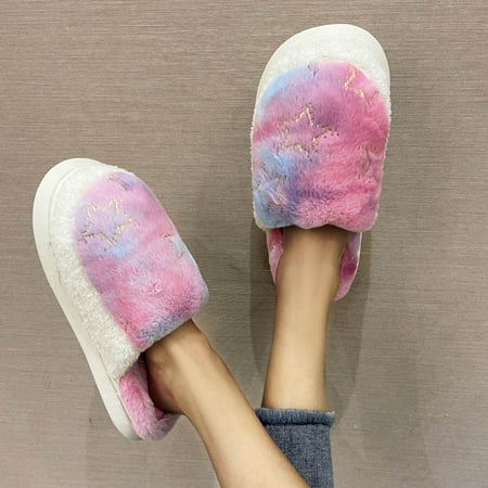 

Gubotare Womens Slippers Winter Fuzzy House Slippers Sandals Plush Fur Fluffy Flats Slippers Warm Slide Shoes for Women Purple 8.5