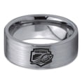 thumbnail image 2 of Tungsten Football Players Band Ring 8mm Men Women Comfort Fit Gray Flat Cut Brushed Polished, 2 of 4
