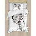thumbnail image 3 of African Duvet Cover Set Queen Size, Exotic Safari Lady in Boho Turban Glamour Authentic Folkloric Fashion Design Print, Decorative 3 Piece Bedding Set with 2 Pillow Shams, Grey White, by Ambesonne, 3 of 3