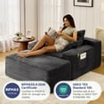thumbnail image 6 of Z-hom Chaise Lounge Indoor with Ottoman, Boneless Corduroy Sleeper Sofa Bed, Cloud Couch Chair with Side Pockets & 2 Pillows for Living Room, No Assembly Required, 6 of 8