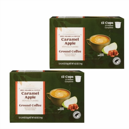 Barissimo Caramel Apple Artificially Flavored 100% Arabica Ground Coffee Cups, 12 Count,2 Pack