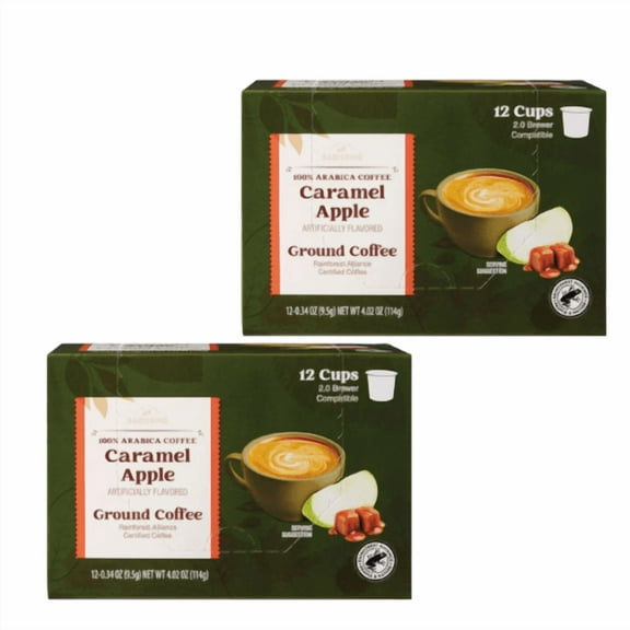 Barissimo Caramel Apple Artificially Flavored 100% Arabica Ground Coffee Cups, 12 Count,2 Pack