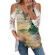 thumbnail image 1 of Elegante mujer casual cremallera cuello impresión blusa encaje manga corta camiseta verano Tops OAVQHLG3B Store  lin121212, 1 of 4