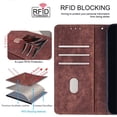 thumbnail image 6 of Leather For Apple iPhone 17e / iPhone 16e RFID Blocking Dual Tone Flip Wallet Case, With Card Holder Buckle Magnetic Closure Shockproof Kickstand Protective Phone Cases Cove,Brown, 6 of 7