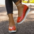 thumbnail image 4 of Chaussures Habillées à Plateforme Compensée pour Femmes, à Enfiler, Mocassins en Cuir Verni Mode, Confortables, Antidérapantes, Basses, Chaussures de Bureau, Rouges, Taille 7,5, 4 of 8