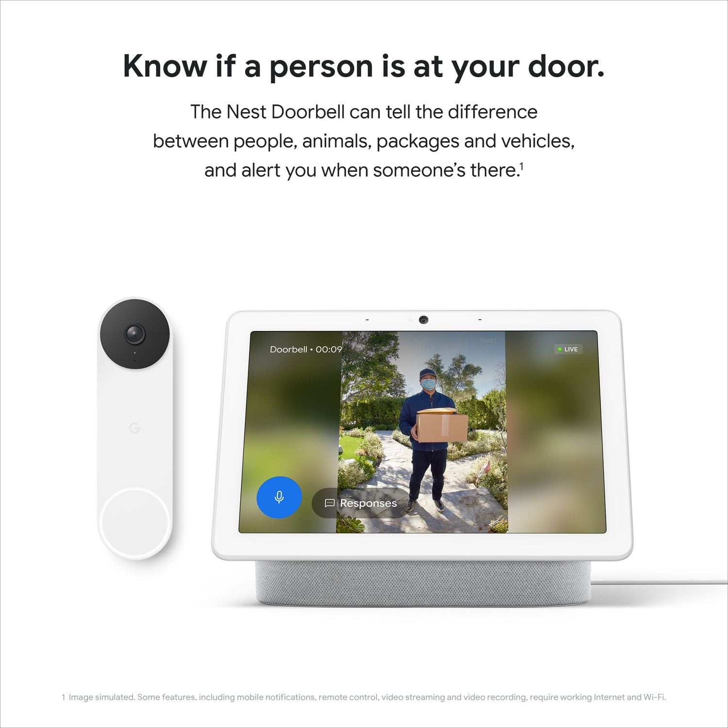 Google Nest (Battery) Wire-Free Video Doorbell - Snow, Doorbell