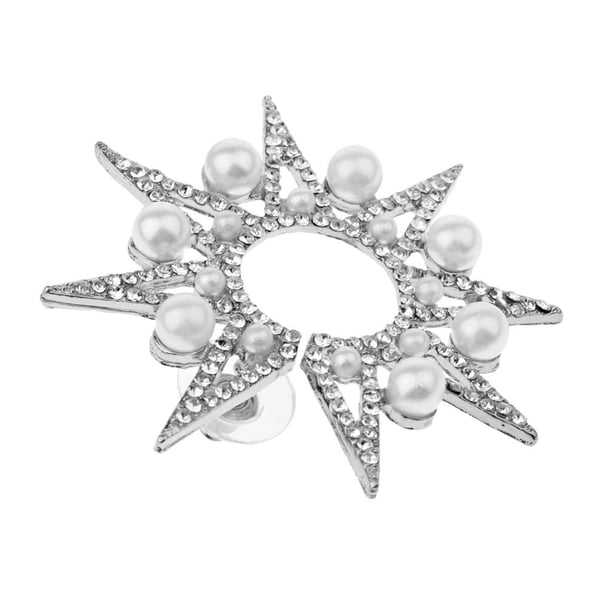 1pc Joyería de moda Sol Forma de flor Perla Cristal Pendientes de botón Pendientes Plata
