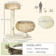 thumbnail image 3 of PawHut 28" Cat Tree with Scratching Post Double Beds for Indoor Cats, Beige, 3 of 10