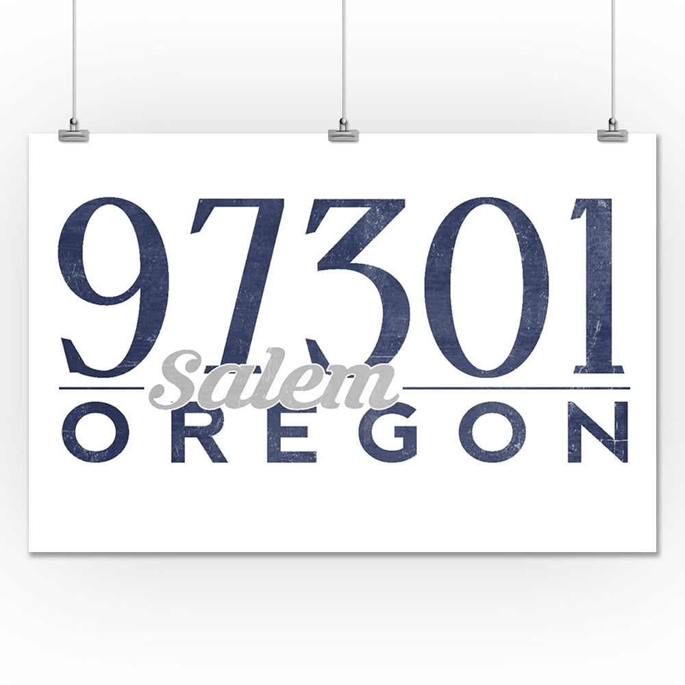 Salem, Oregon 97301 Zip Code (Blue) Lantern Press Artwork (24x36