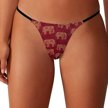 

Elephant Indian Boho Women s G-String Thongs Low Rise Hipster Underwear Stretch T-Back Panties