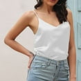 thumbnail image 3 of Scyoekwg Womens Tank Tops Basic Sling Camisole Casual Loose Summer Sleeveless Tank Tops Solid Color V-Neck Small Suspender Shirts (White,M), 3 of 5