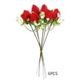 thumbnail image 2 of Ramo de rosas artificiales con tallos florales realistas para decoración de bodas en el hogar | Rosas de plástico sintético con tallos flexibles, 2 of 6