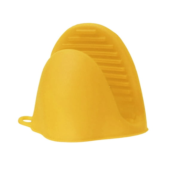 Silicone Oven Mitts Heat Resistant Pot Holder Set for Kitchens, 1 Pair Mini Cute Kitchen Mittens Silicone Pinch Grip, Small Short Oven Rubber Gloves for Air Fryer, Baking,Colorful(Yellow)