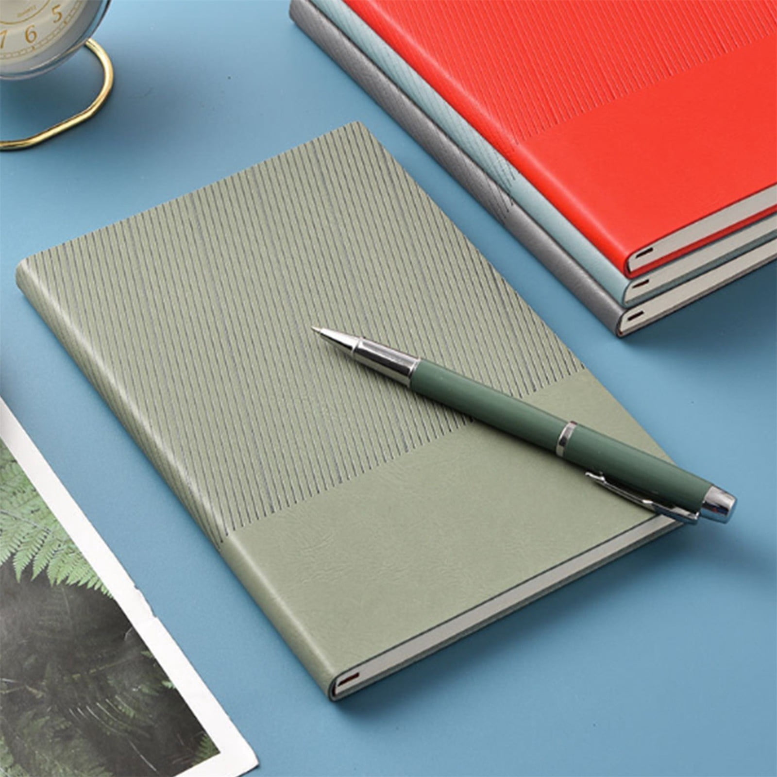 VKLU A5 Executive Journal, 100 Sheets 200 Pages Thick Paper Notebook, Sturdy Hardcover Leather Writing Pad for Professionals, Black, Durable Diary for Work and Travel