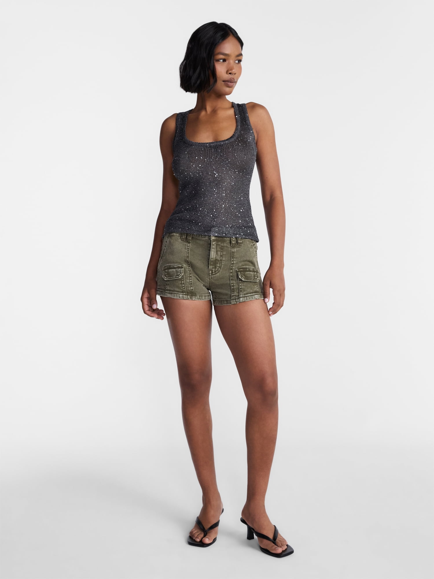 No Boundaries Sequin Sweater Tank Top, Women's and Women's Plus XXS-4X