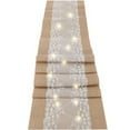 thumbnail image 2 of Burlap Table Runner with LED Light String - Battery-Operated Lace Tabletop Decoration for Christmas, Thanksgiving & Holiday Parties, Warm Ambient Lighting for Dining Tables, Khaki, 11.81*70.86in, 2 of 6