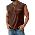 thumbnail image 2 of LRGSHF Sleeveless Shirts for Men Henley Tank Tops Breathable Lightweight Solid Color Pullover Summer Loose Fit Casual Basic 3-Button Tees with Pockets, 2 of 6